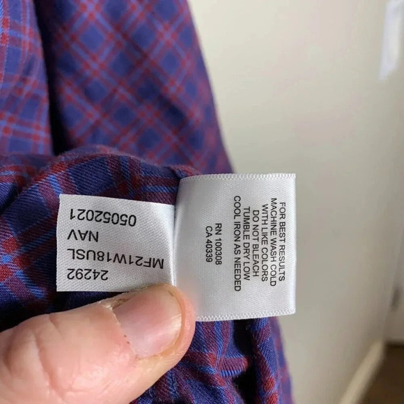 Peter Millar Purple and Red Plaid Casual Button Down Shirt - Picture 6 of 7